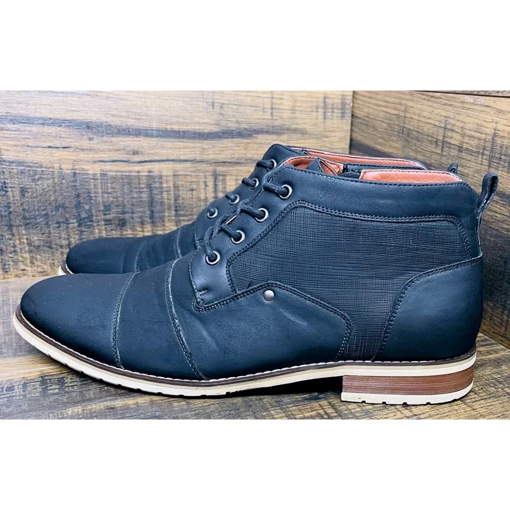 Ferro Aldo Boots Mens 12‎ Blaine Black Cap Toe Lace Up Casual Chukka